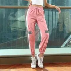 カッコいい！ラインジャージーパンツ♡ピンク フリーサイズ ランニング ズンバ