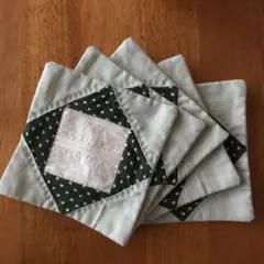 コースター　5枚セット　ハンドメイド　グリーン系