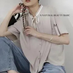 ❁︎N.NATURAL BEAUTY BASIC❁︎バイカラーリボンブラウス