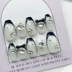 韓国 量産型 チェック 地雷系 スナ系 ワンホン フレンチガーリー ネイルチップ