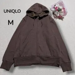 【ユニクロ UNIQLO】メンズ　ボアスウェットフルジップパーカー　ブラウン　M