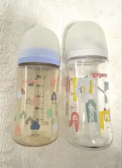 Pigeon 哺乳瓶 2本セット⭐︎プラスチック瓶とガラス瓶