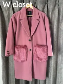 ダブルクローゼット　ピンク チェスターコート ファー付き