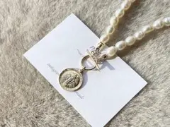 14kgf*淡水パール×メダイのマンテルネックレス*