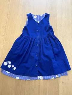 KP リバーシブルジャンパースカート　紺　青　花柄　120