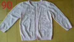H&M 90 ボーダーカーディガン 女の子 ピンク 白