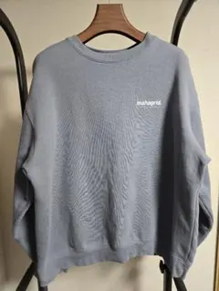 mahagrid オリジンロゴ クルーネックスウェットシャツ ライトブルー L