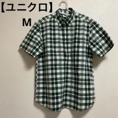 【UNIQLO】Mサイズ/半袖プルオーバーシャツ ＊グリーン×ホワイトチェックのサムネイル