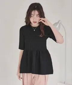【値下げ】23日まで　titivate 2way ハーフスリーブ　ペプラムニット