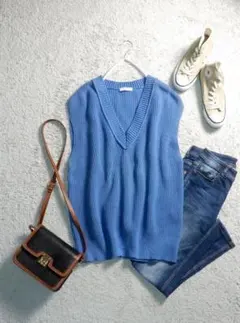 マカフィー トゥモローランド ニット ベスト プルオーバー レイヤードコーデに