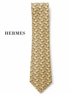 ク*ろ様 【美品】HERMES エルメス ネクタイ 総柄 シルク100% ヴィン