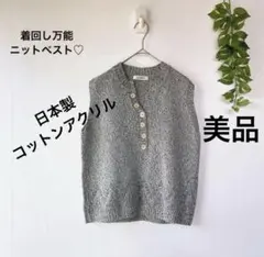 GELOSIA ニットベスト グレー ボタンデザイン