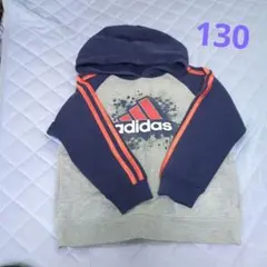 adidas フード付きパーカー サイズ6 グレー/ネイビー