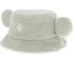 ディズニー　帽子　ミッキーマウス 耳付きフリース帽子 ミントグリーン