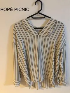 ROPÉ PICNIC ストライプ Vネック 長袖シャツ 38 M シャツ