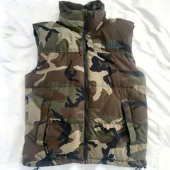 ノースフェイス ヌプシ ダウンベスト 迷彩 カモフラ センターロゴ 刺繍