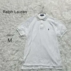 【ラルフローレン】白ポロシャツ【M】ワンポイント刺繍 半袖 メンズ 定番