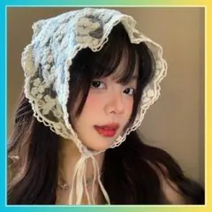 バブーシュカ ホワイト レースラップ スカーフ ヘアアクセ　韓国
