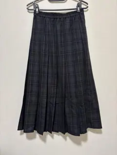スタジオクリップ　チェックプリーツロングスカート　チャコール　L