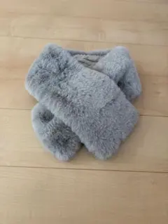 アフタヌーンティー　グレー ファー ニット ネックウォーマー