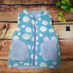 美品！90cm ラグマート　RagPet 水色ドット模様フリースベビーベスト