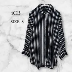 ✨美品✨アイシービー ストライプシャツ 七分袖 ドロップショルダー ゆったりS