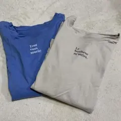 フェリシモ半袖Tシャツ 2枚セット ブルー ベージュ