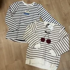 プティマイン さくらんぼトレーナー　ボーダーロンT ２枚セット　難あり