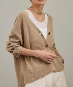 SALON adam et ropé ペーパーヤーンVネックカーディガンのサムネイル