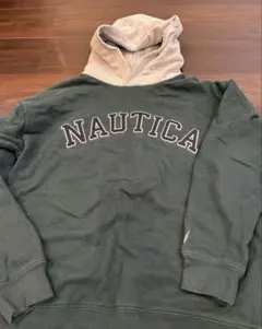 NAUTICA ダークグリーン フード付きトレーナー