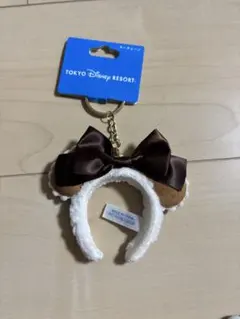 新品　ディズニーリゾート　ミニー リボン ムートン カチューシャキーホルダー