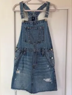 GAP ダメージ加工デニムサロペットスカート　140cm L