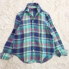 【美品】Ralph Lauren リネン マドラスカラー チェックシャツ M相当