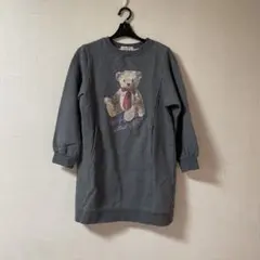 メゾピアノジュニア スエット ワンピース クマ グレー