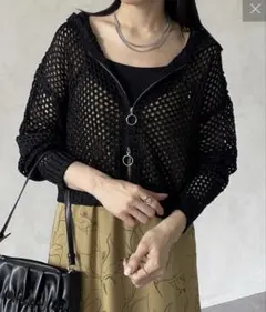 Thevon ラメメッシュジップニットパーカー Fのサムネイル