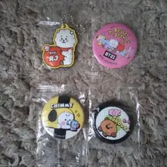 BT21 缶バッジ & ラバーマスコット × 4点セット