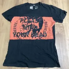 DIESEL グラフィック Tシャツ 黒/オレンジ