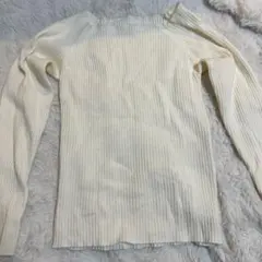 【美品】スクエアネックリブニットトップス【rut072】 アイボリー サイズL