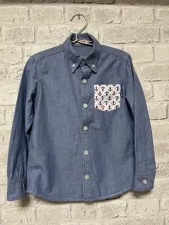 ミキハウス 120cm 長袖 UVカット タンガリーシャツ