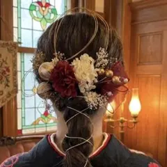 和玉　ワインレッドヘアアクセサリー　18点　成人式　振袖　卒業式袴　結婚式髪飾り
