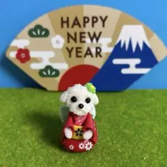 晴れ着姿のマルチーズ