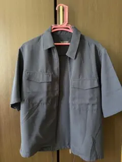 ナノユニバース 半袖 ジップジャケット M 黒 シャツブルゾン