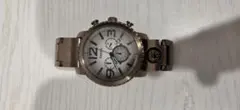 良品 フォッシルFOSSILメンズ腕時計アイボリー＆ゴールド クロノ 
