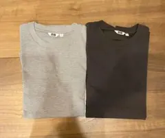 エアリズムコットンオーバーサイズTシャツ/5分袖　ピンボーダー2色