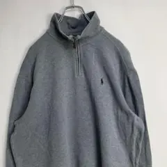 ポロバイラルフローレン　ハーフジップセーター　グレー　古着　L
