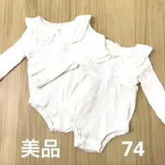 美品【双子ちゃんに】清楚で華やか SHEIN ロンパース 2枚セット 74
