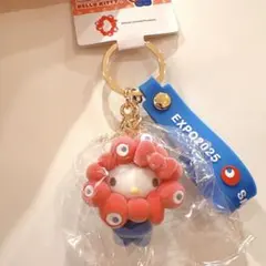 ミャクミャク × サンリオ 立体マスコット フロッキーストラップ ハローキティ