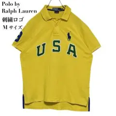 ポロバイラルフローレン ポロシャツ 半袖 ビッグポニー USA 刺繍 黄色 M