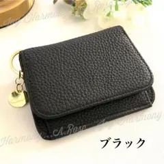新品 財布 レディース 本革 ミニ財布 二つ折り財布 可愛い ブラック 黒