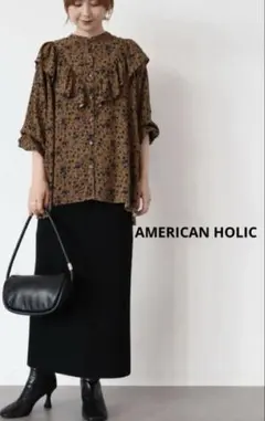 アメリカンホリック花柄フリル付き長袖シャツ　Mサイズ